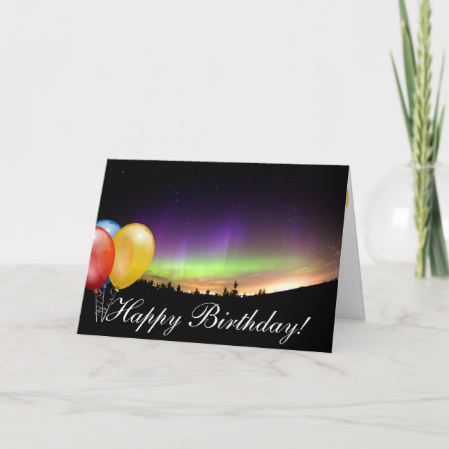Birthday Northern Lights Winter Snow Destiny Card (Front)