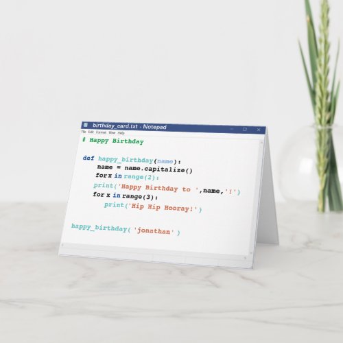Birthday Notepad Computer Programmer Coder Format Card