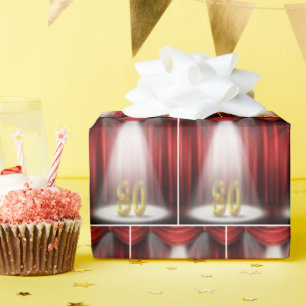 Birthday Number 80 in Stage Spotlight Wrapping Paper
