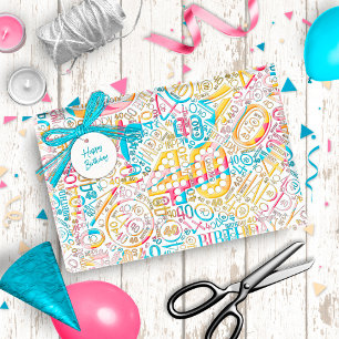 Birthday Number Word Cloud Forty B ID270 Wrapping Paper
