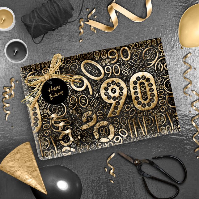 Birthday Number Word Cloud Ninety C ID270 Wrapping Paper (Creator Uploaded)