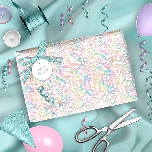 Birthday Number Word Cloud One Hundred A ID270 Wrapping Paper (Creator Uploaded)