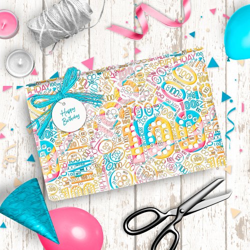 Birthday Number Word Cloud One Hundred B ID270 Wrapping Paper