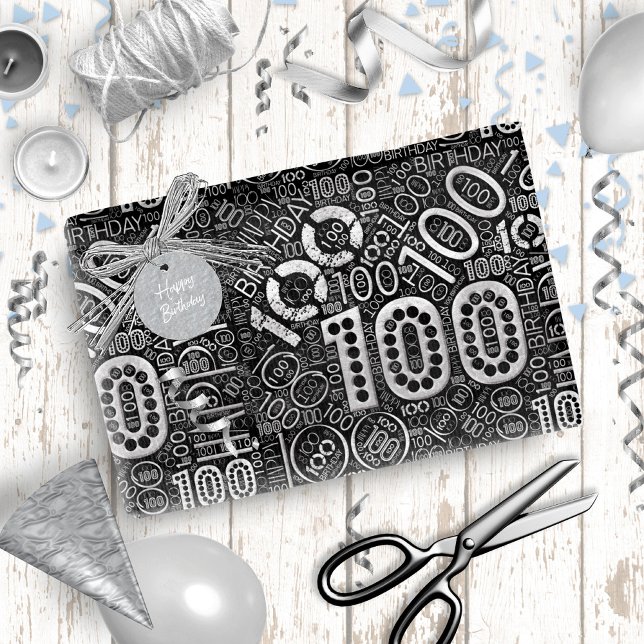 Birthday Number Word Cloud One Hundred D ID270 Wrapping Paper (Creator Uploaded)