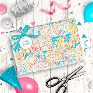 Birthday Number Word Cloud Seventy B ID270 Wrapping Paper