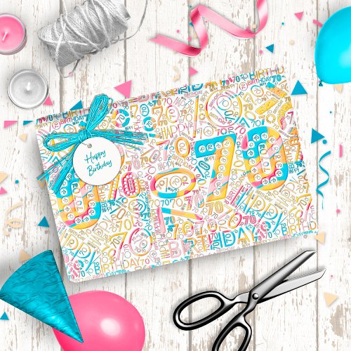 Birthday Number Word Cloud Seventy B ID270 Wrapping Paper