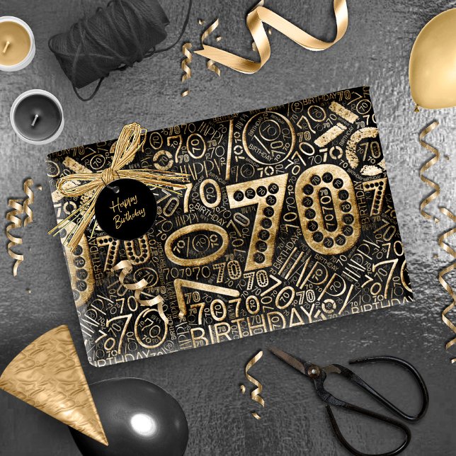 Birthday Number Word Cloud Seventy C ID270 Wrapping Paper (Creator Uploaded)