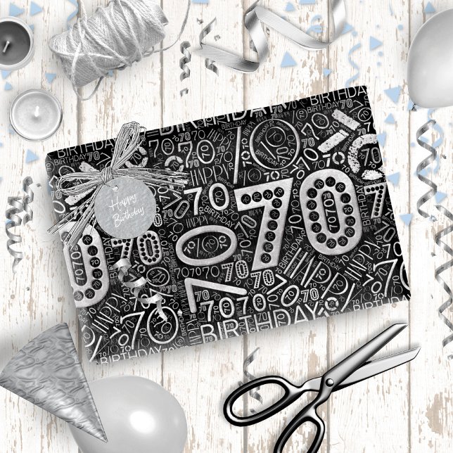 Birthday Number Word Cloud Seventy D ID270 Wrapping Paper (Creator Uploaded)