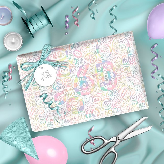Birthday Number Word Cloud Sixty A ID270 Wrapping Paper (Creator Uploaded)