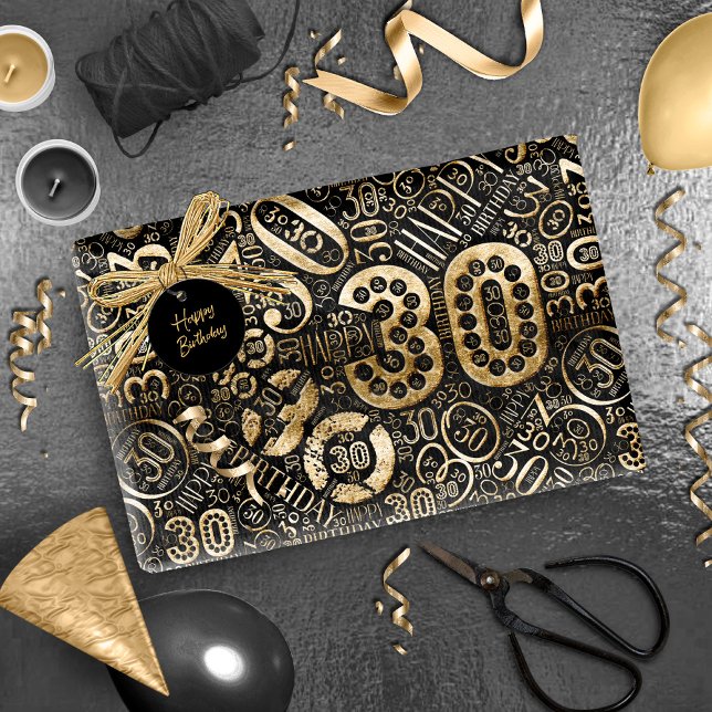 Birthday Number Word Cloud Thirty C ID270 Wrapping Paper (Creator Uploaded)