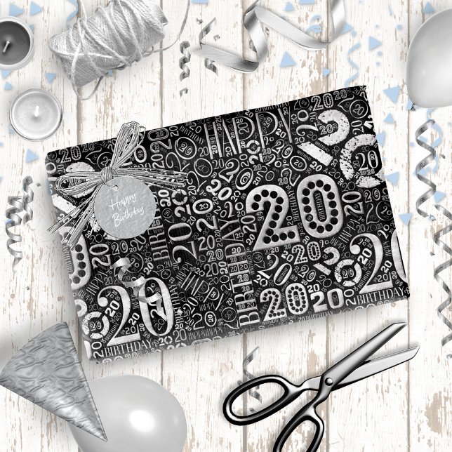 Birthday Number Word Cloud Twenty D ID270 Wrapping Paper (Creator Uploaded)