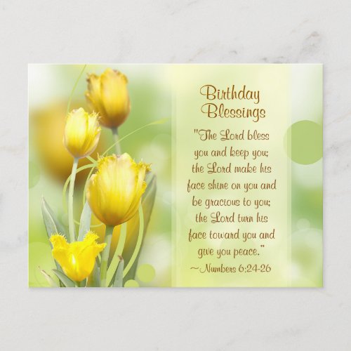 Birthday Numbers 624_26 Lord Bless You Tulips Postcard