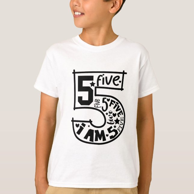 Birthday Numbers for Boys- 5 Years  T-Shirt (Front)
