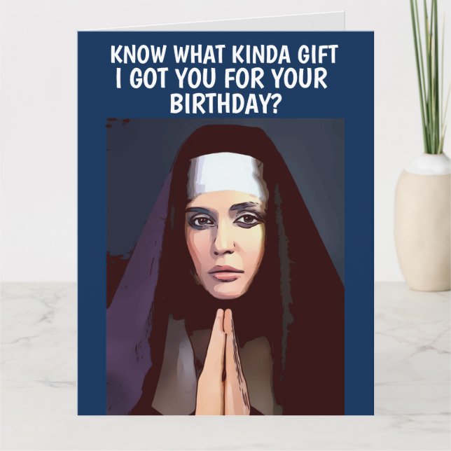 BIRTHDAY NUN NUNS FUNNY GREETING CARD (Front)