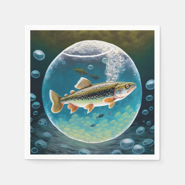 Birthday o-fish-ally fishing themed party napkins (Front)