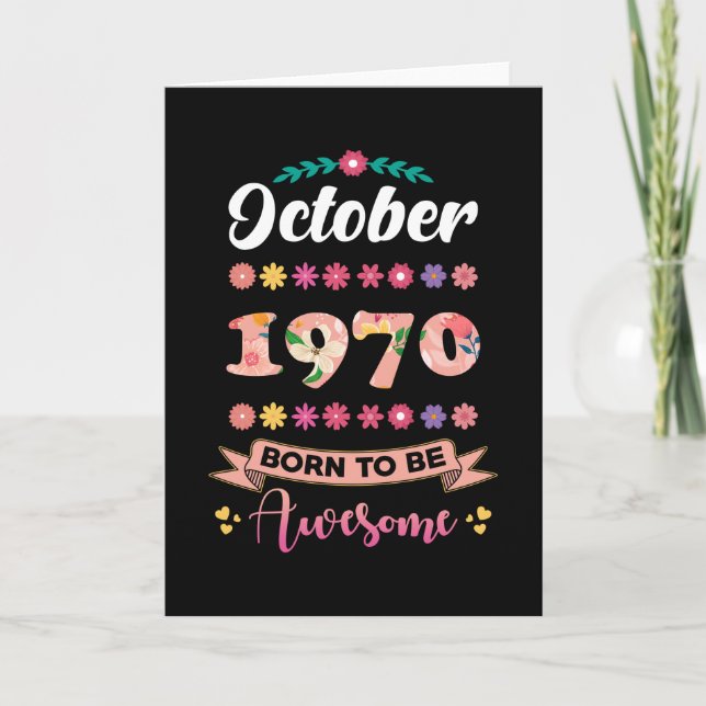 Birthday October 1970 Gift Woman Card (Front)