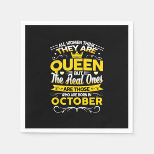 Birthday October Gift   Born In October Queen Napkins