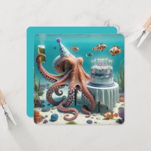 Birthday Octopus With a Beer Invitation