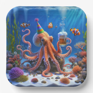 Birthday Octopus With a Beer Paper Plates