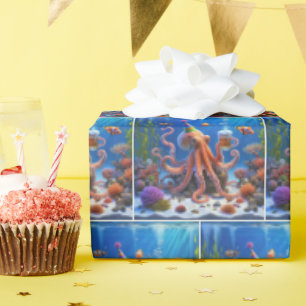 Birthday Octopus With Beer Mug Wrapping Paper