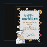 Birthday of a patisserie card<br><div class="desc">Delight your favorite bakery chef with this charming greeting card,  featuring a sweet front design of croissants,  donuts,  and a cake slice—perfect for spreading joy and appreciation!</div>