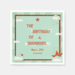 Birthday of a Showgirl Retro Orange & Teal Party  Napkins