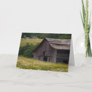 Birthday Old Barn In Daisy Field  Card