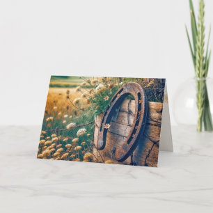 Birthday Old Horseshoe And Wildflowers Card
