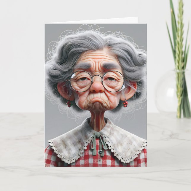 Birthday Old Lady With Grumpy Expression Card (Front)