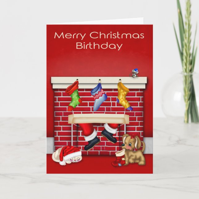 Birthday on Christmas greeting card (Front)