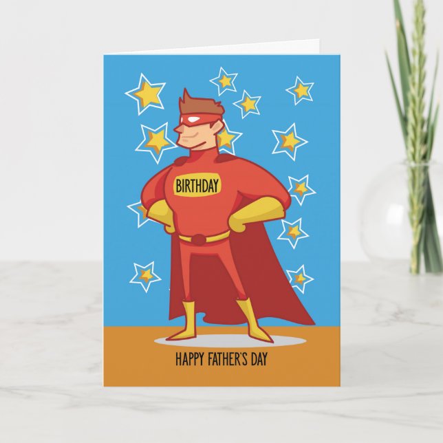 Birthday on Father's Day, Superhero Card (Front)