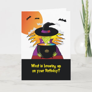 Birthday on Halloween Witches Brew Card
