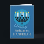 Birthday on Hanukkah Menorah on Dark Blue Card<br><div class="desc">This card is here to do a specific purpose and that is to enable you to send birthday and Hanukkah greetings at the same time. So if you know someone whose birthday coincides with the Hanukkah celebration then this is the card you need to greet them.</div>