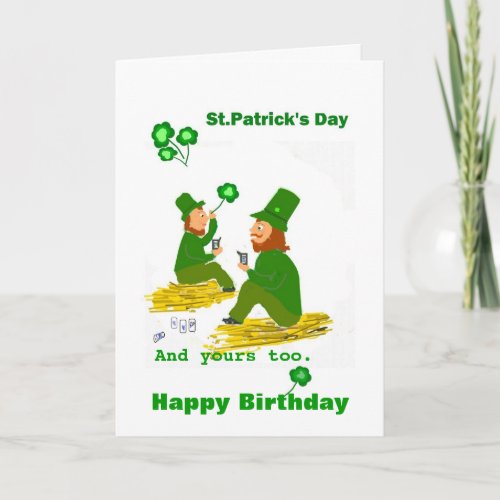 Birthday on StPatricks Day Green Leprechauns Card