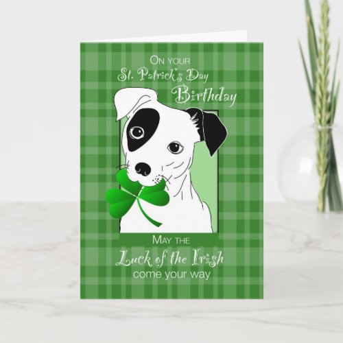 Birthday on St Patricks Day Jack Russell Terrier Card