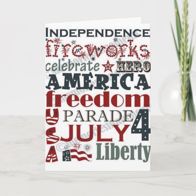 **BIRTHDAY** ON THE **4th OF JULY** E N J O Y!!! Card (Front)