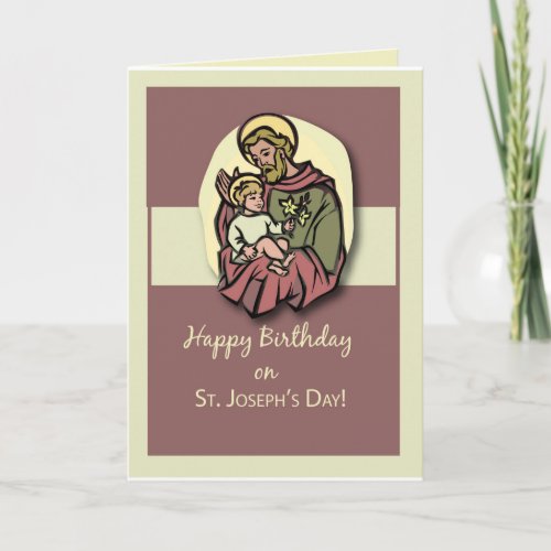 Birthday on the Feast of St Joseph Brown Card