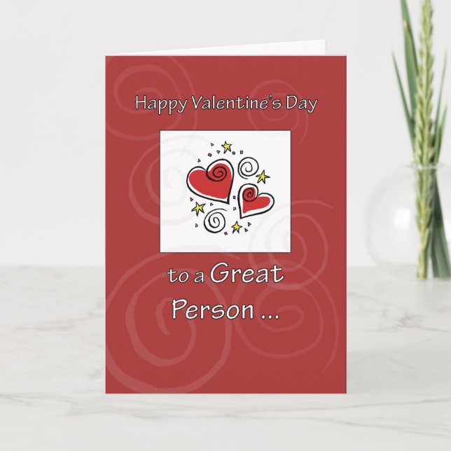 Birthday on Valentine's Day Red Heart Holiday Card (Front)