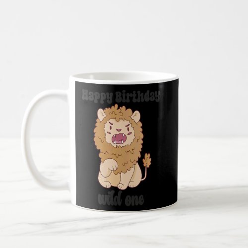 Birthday One Wild Lion Animals Celebration Boy Gir Coffee Mug