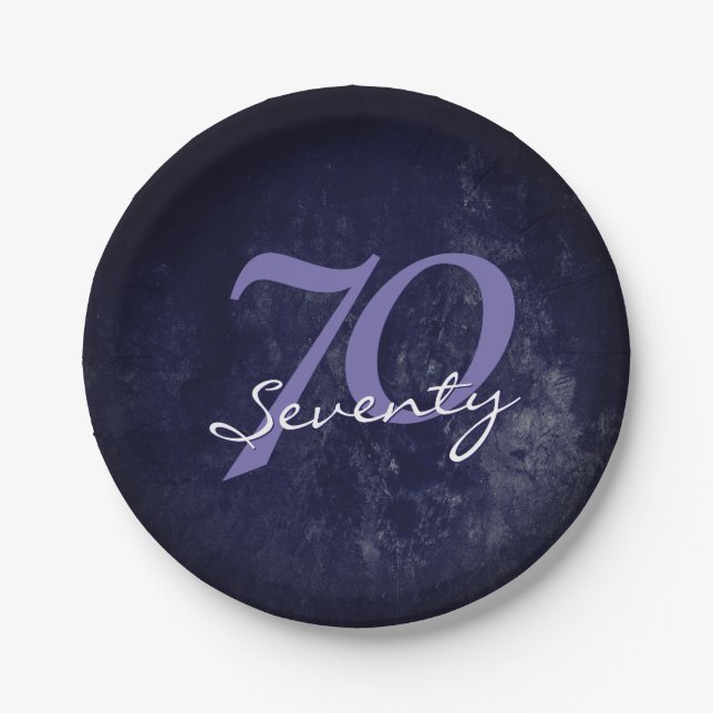 Birthday or Anniversary | Purple Grunge EDITABLE Paper Plates (Front)
