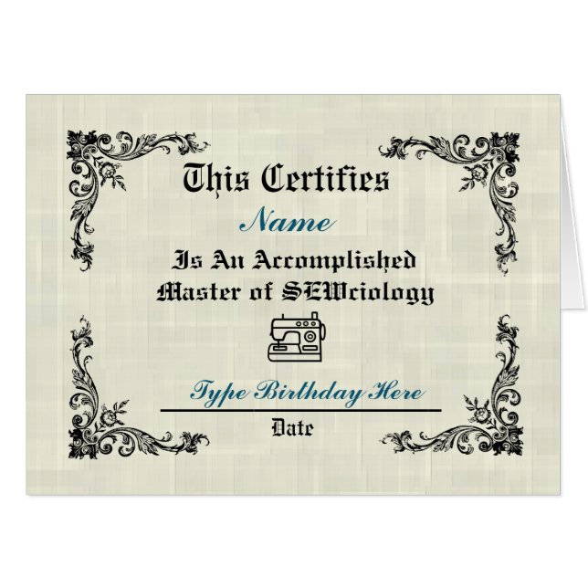 Birthday (or Any Occasion) Sewing Degree Big Card (Front Horizontal)