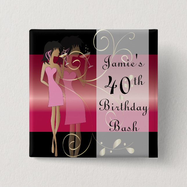 Birthday or Bachelorette Diva Girl Fun Button (Front)