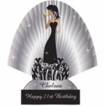 Birthday or Bachelorette Diva Girl | Silver Cutout<br><div class="desc">Free-standing Party Girl Cutouts. Makes a great conversation starter! This adorable DIY party table/cake topper will be a giant hit at her party. 100% Customize-able. Perfect for her Birthday, a Bachelorette Party, a Girl Night Out, etc... Choose your size. Ready to Fill in the box(es) or Click on the CUSTOMIZE...</div>