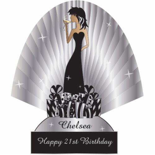 Birthday or Bachelorette Diva Girl  Silver Cutout