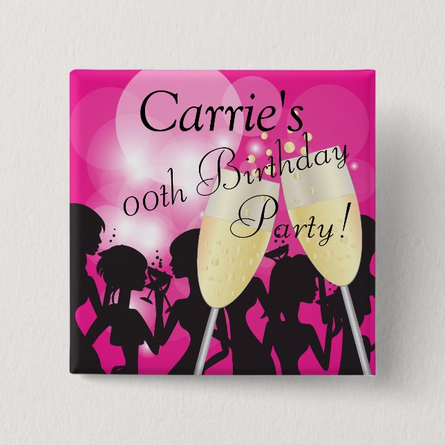 Birthday or Bachelorette Diva Girls Night Out Pinback Button (Front)