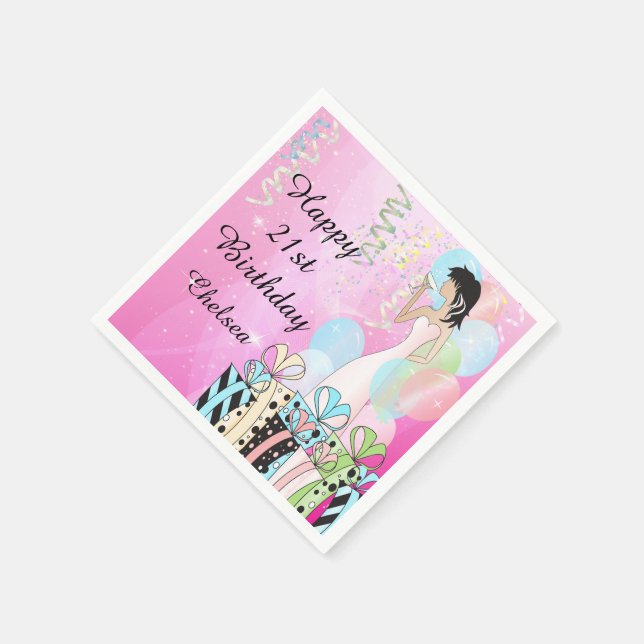 Birthday or Bachelorette Party Diva Princess Girl Napkins (Corner)