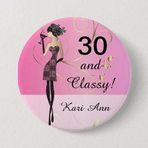 Birthday or Bachelorette Party Pink DIY Text Pinback Button