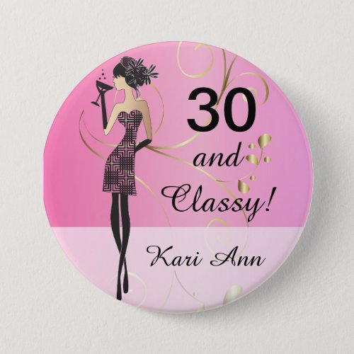 Birthday or Bachelorette Party  Pink  DIY Text Pinback Button