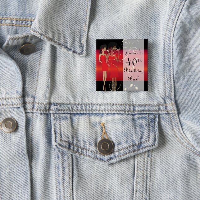 Birthday or Bachelorette Party | Red | DIY Text Button (In Situ)