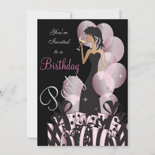 Birthday or Bachelorette Pink Party Girl Invitation